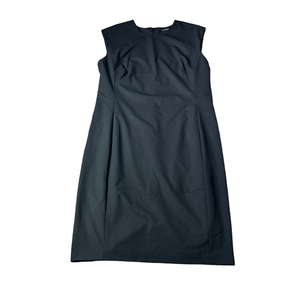 Lauren Ralph Lauren Black Sheath Midi Dress Classic Career SIZE 14